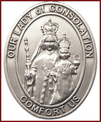 Visor Clip, Silver Oxide Finish, Our Lady of Consolation, 1-5/8", # 45972