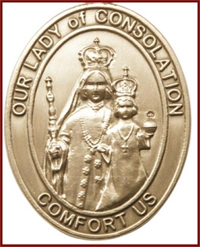Visor Clip, Bronze Oxide Finish, Our Lady of Consolation, 1-5/8", # 45973
