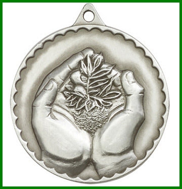 Keychain, Silver Oxide Finish, Faith Hand Serenity, 1-1/4", # 45975