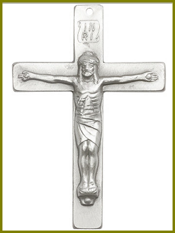 Keychain, Silver Oxide Finish, Crucifix, 2-1/2" tall, # 45986