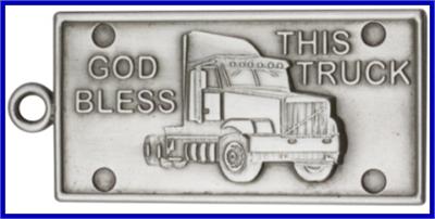 Keychain, Silver Oxide Finish, God Bless This Truck, 2-1/8" wide, # 45992