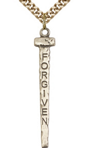 1-1/2" Tall 14kt Gold Filled, Forgiven Nail Pendant, your choice of chain, # 46001
