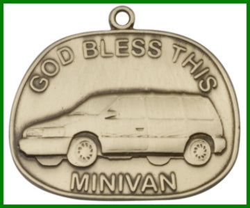 Keychain, Bronze Oxide Finish, God Bless This Minivan, 1-3/8" wide, # 48002