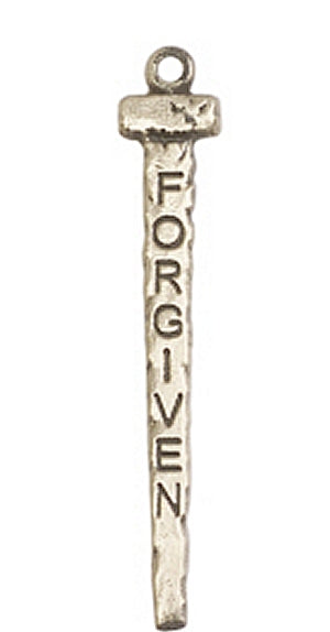1-1/2" Tall Solid 14kt Gold Forgiven Nail Pendant, Free Chain, # 46002