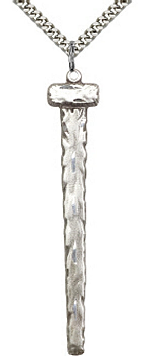 2-5/8" Tall Sterling Silver Nail Pendant, your choice of chain, # 46003