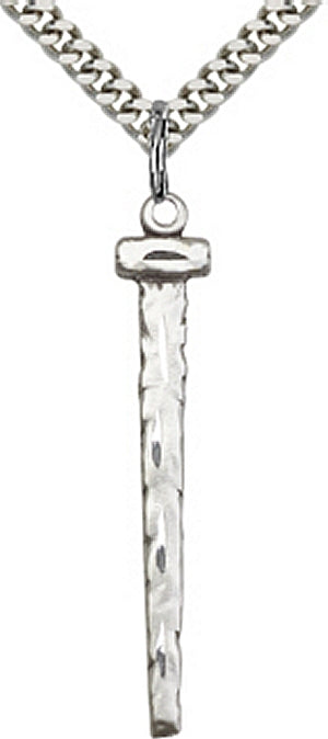 1-1/2" Tall Sterling Silver Nail Pendant, Your Choice of Chain, # 46006
