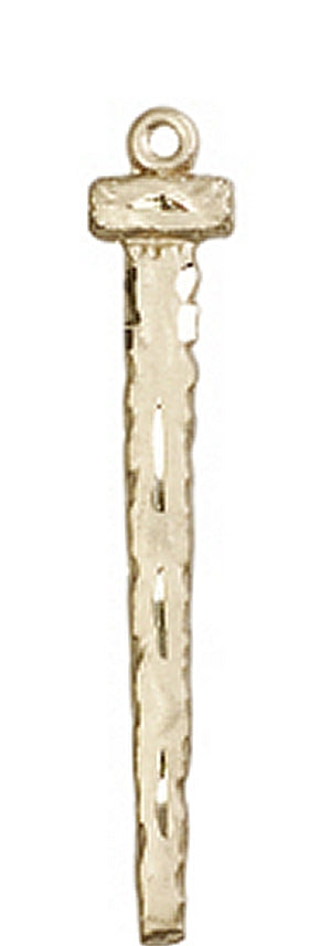 1-1/2" Tall 14kt Solid Gold Nail Pendant, Free Chain, # 46008