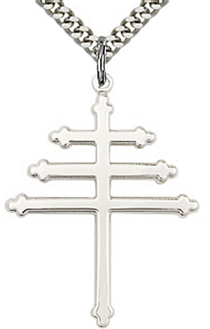 1" Tall Sterling Silver Maronite Cross Pendant, your choice of chain, # 43699