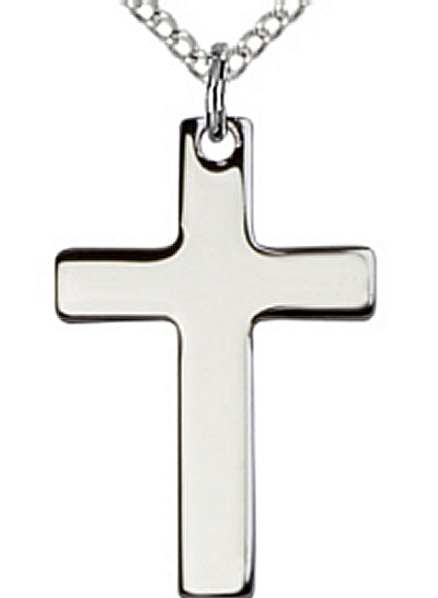 Simple Cross, Sterling Silver, 1/2", Your Choice of Chain, # 46022