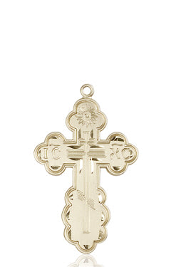St. Olga Cross, 1-3/8", Solid 14kt Gold, Free Chain, # 46028