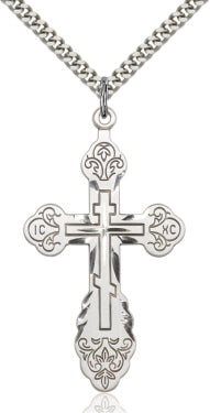1-7/8" Sterling Silver Vladimir Cross, Your Choice of Chain # 46034