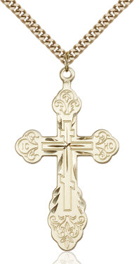 1-7/8" 14kt Gold Filled, Vladimir Cross, Your Choice of Chain, # 46035