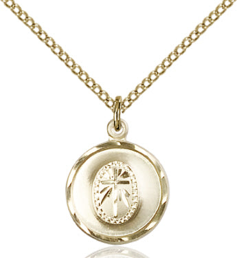 5/8" 14kt Gold Filled Cross Medal, Your Choice of Chain # 47012