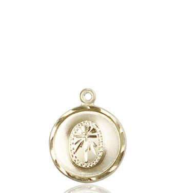 5/8" Solid 18kt Gold Cross Medal, Free Chain, # 47014
