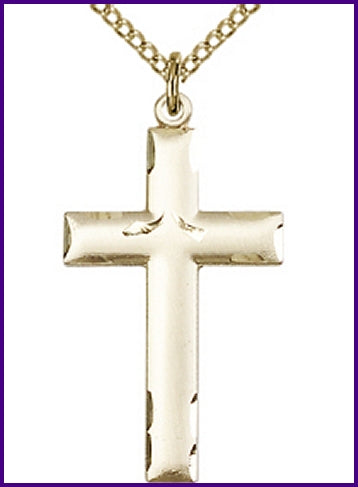 1-1/8" Engraved 14kt Gold Filled Cross, Your Choice of Chain, # 47018