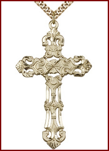 2" Ornate Cross, 14kt Gold Filled, Your Choice of Chain, # 47025