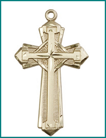 1-5/8" Fortress Cross, Solid 18kt Gold, Free Chain, # 47029
