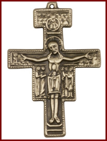 Keychain, Bronze Oxide Finish, San Damiano Cross, 2" tall, # 48019