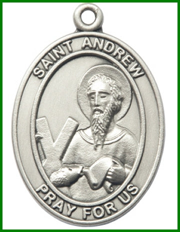 Keychain, Silver Oxide Finish, St. Andrew, 1-7/8" tall, # 48022