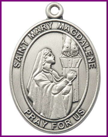 Keychain, Silver Oxide Finish, St. Mary Magdalene, 1-7/8" tall, # 48030