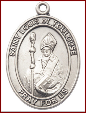 Keychain, Silver Oxide Finish, St. Louis of Toulouse, 1-7/8" tall, # 48032