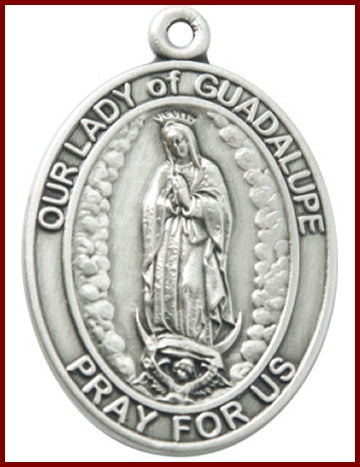 Keychain, Silver Oxide Finish, Our Lady of Guadalupe, 1-7/8" tall, # 48044