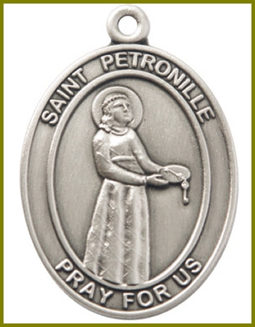 Keychain, Silver Oxide Finish, St. Petronille, 1-7/8" tall, # 48046
