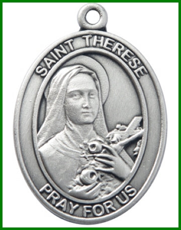 Keychain, Silver Oxide Finish, St. Therese of Lisieux, 1-7/8" tall, # 48048