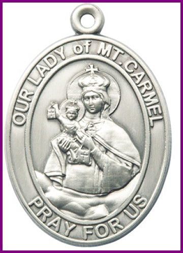 Keychain, Silver Oxide Finish, Our Lady of Mount Carmel, 1-7/8" tall, # 48054