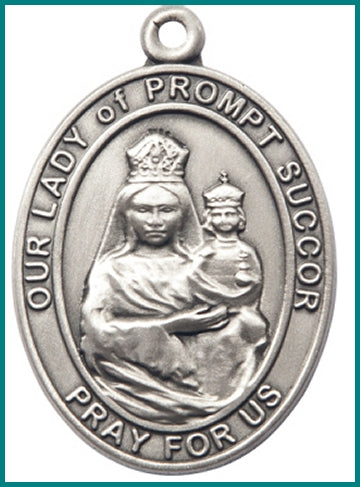 Keychain, Silver Oxide Finish, Our Lady of Prompt Succor, 1-7/8" tall, # 48062