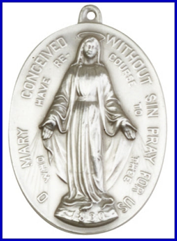 Keychain, Silver Oxide Finish, Miraculous, 1-7/8" tall, # 48064