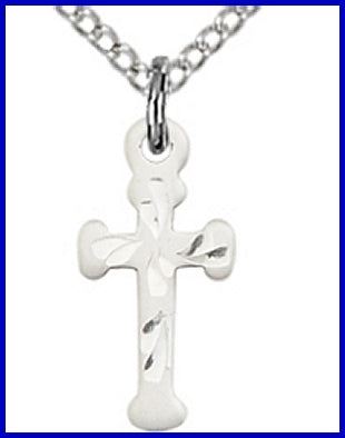 Sterling Silver Cross, Engraved, 1/2", Your Choice of Chain, # 48066