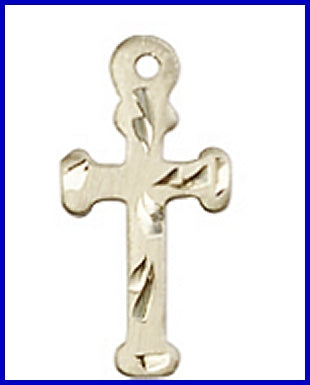 Solid 18kt Gold Cross, Engraved, 1/2", Free Chain, # 48069