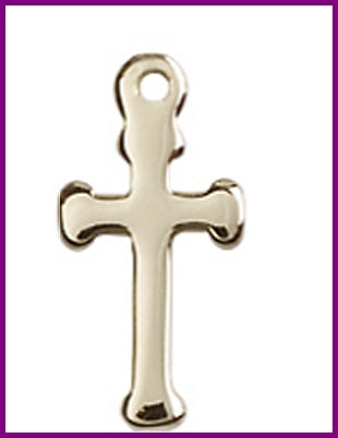 Solid 18kt Gold Cross, 1/2", Free Chain, # 48073
