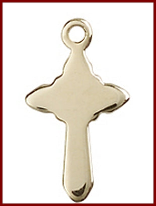 Solid 14kt Gold Cross, 5/8", Free Chain, # 48076