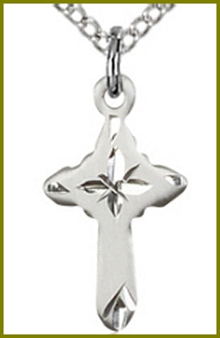 Sterling Silver Cross, Engraved, 5/8", Your Choice of Chain, # 48078