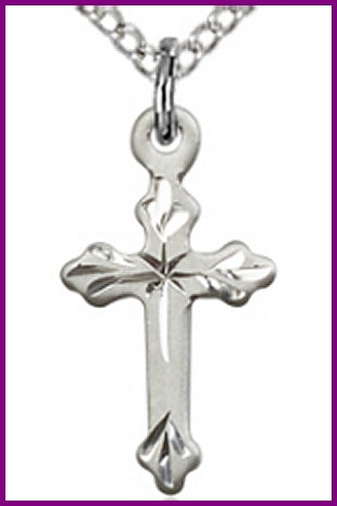 Sterling Silver Cross, Engraved, 5/8", Your Choice of Chain, # 48098