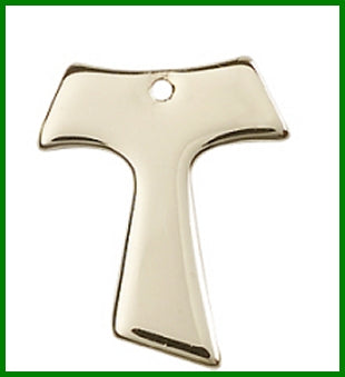 Tau Cross Solid 18kt Gold 3/4", Free Chain, # 48108