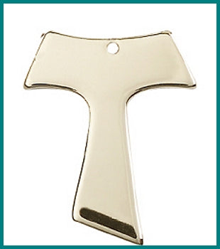 Tau Cross Solid 18kt Gold, 1", Free Chain, # 48109