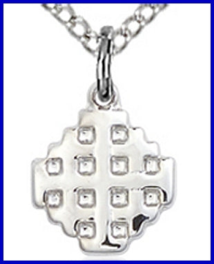 Sterling Silver Jerusalem Cross, 3/8", Your Choice of Chain, # 48111