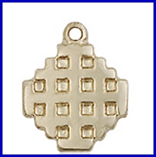 Solid 18kt Gold Jerusalem Cross, 3/8", Free Chain, # 48114