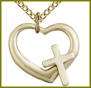 1/2" Heart Cross in 14kt Gold Filled, your choice of chain, # 48126