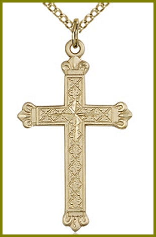 1-1/8" 14kt Gold Filled Cross, your choice of chain, # 48153