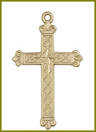 1-1/8" Solid 14kt Gold Cross, Free Chain, # 48154