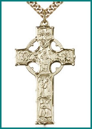 1-1/2" Celtic Cross, 14kt Gold Filled, your choice of chain, # 48159
