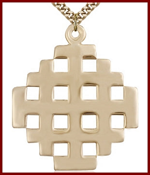 1-3/4" Jerusalem Cross, 14kt Gold Filled, your choice of chain, # 48198