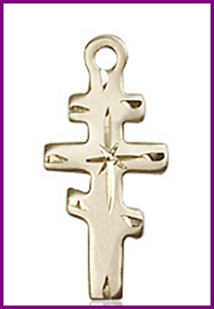 5/8" Orthodox Cross, Solid 18kt Gold, Free Chain, # 48211