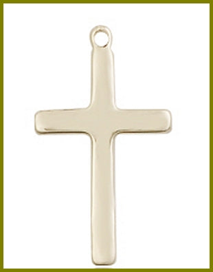 7/8" Solid 18kt Gold Cross, Free Chain, # 48214