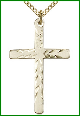 1-1/8" 14kt Gold Filled Cross, your choice of chain, # 48216