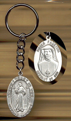 Keychain Divine Mercy - Silver-Oxide Finish, # 4821